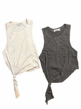 Bundle Urban Outfitters Women's Tie-Front Tank Tops - Gray and Cream Bundle
